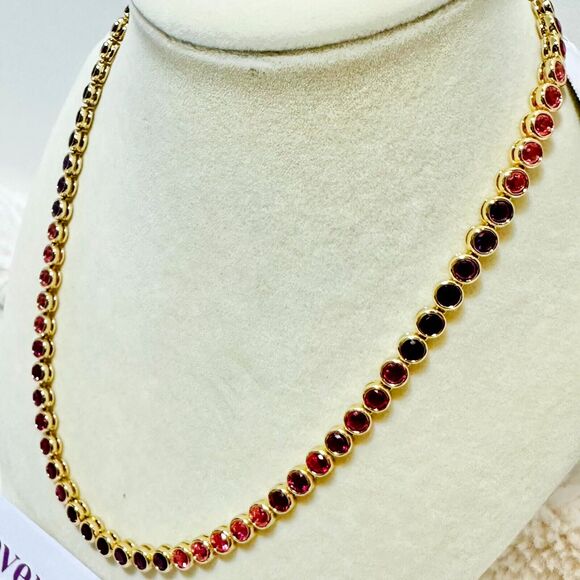 NWT Kendra Scott Carmen Tennis Necklace Gold Ruby Mix Gemstone $120 - Picture 4 of 8